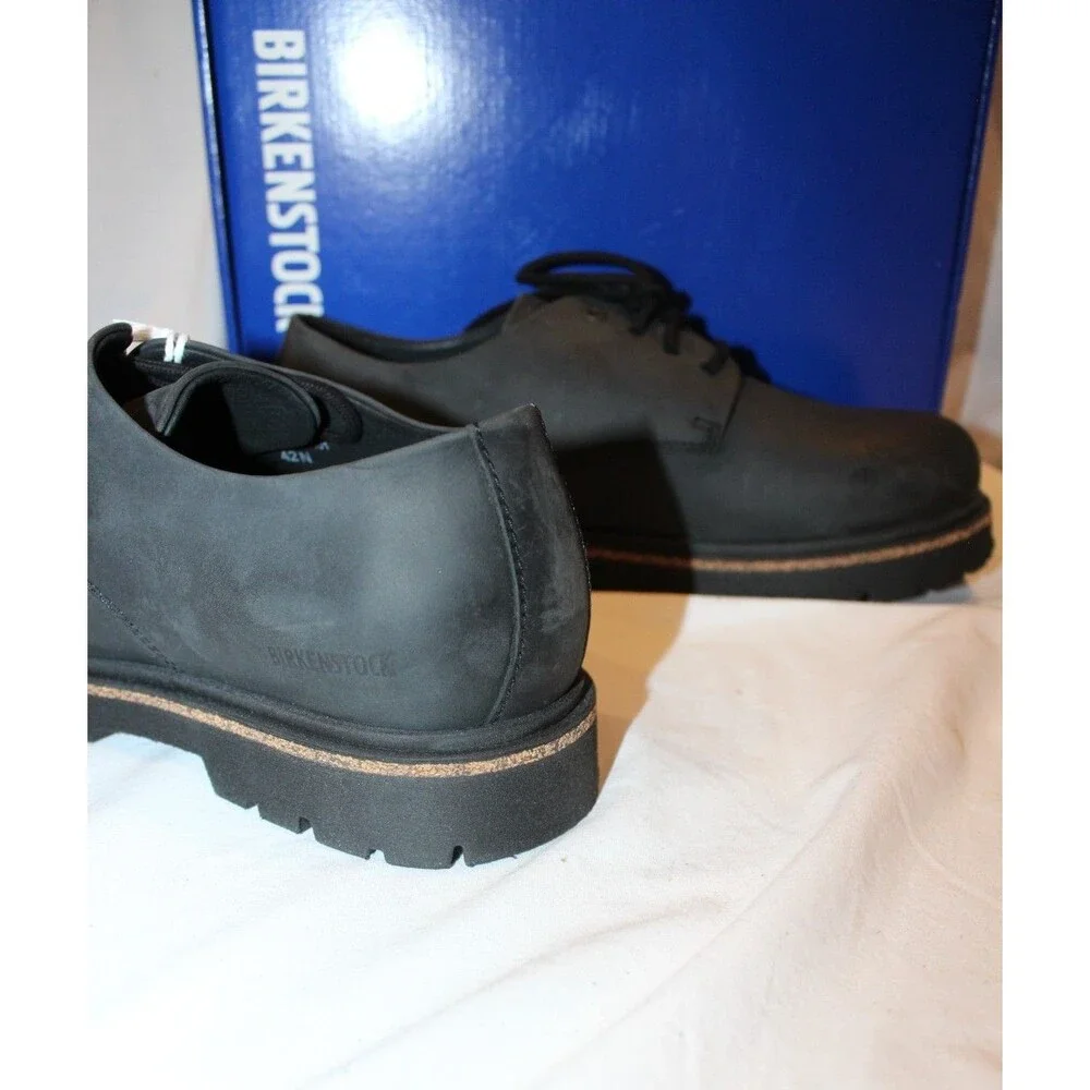 Birkenstock Unisex Size M9 W11 EU 42 REG Highwood Lace Low Black Leather Oxfords